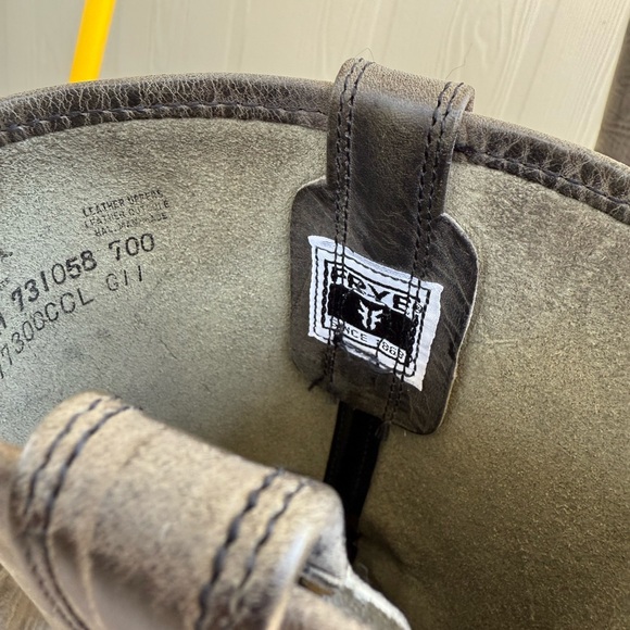 Frye Gray Cowboy Western Boots with Harness Detail - Picture 3 of 5